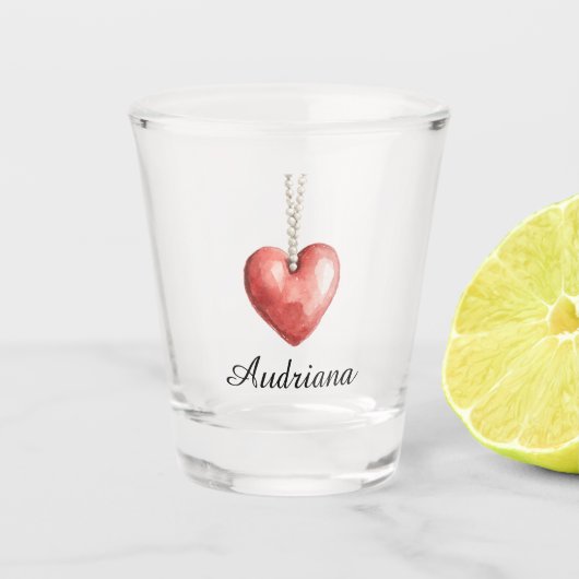 Rode Hart Ketting Shot Glas (Voorkant)