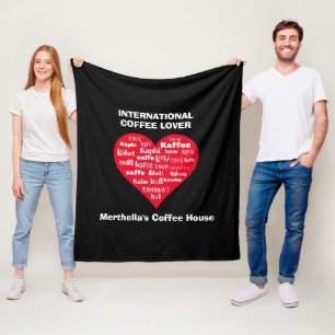 Rode Hart KOFFIE LIEFHEBBER Fleece Deken