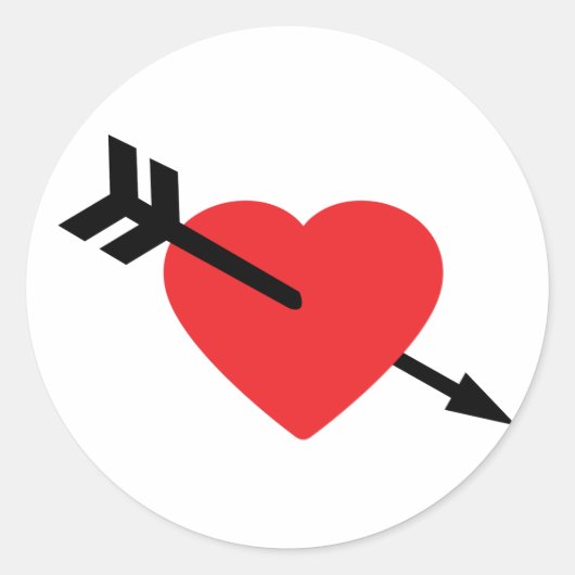 Rode Hart Liefde Amor Arrow Ronde Sticker (Voorkant)