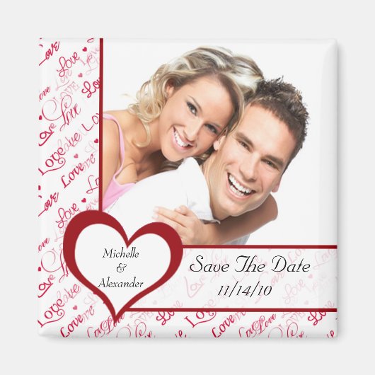 Rode Hart Liefde Foto Save The Date Magnet Magneet (Voorkant)