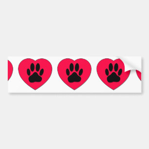 Rode Hart Met Hond Pootafdruk Bumpersticker