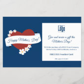 Rode Hart Moederdag Promotie Blauw Wit Flyer (Voorkant)