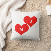 Rode Hart Monogram Eerste Aangepaste Valentijn Sch Kussen (Deken)