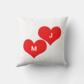 Rode Hart Monogram Eerste Aangepaste Valentijn Sch Kussen (Achterkant)