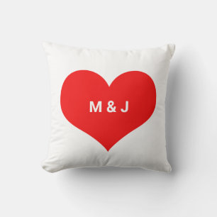 Rode Hart Monogram Eerste Letters Aangepaste Valen Kussen