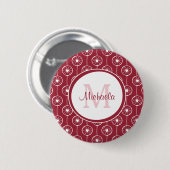 Rode Hart Monogram Ronde Button 5,7 Cm (Voorkant /achterkant)