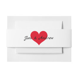 Rode Hart Monogram Uitnodiging Buikband Uitnodigingen Wikkel