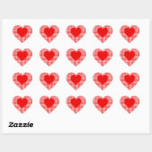 Rode Hart op Rode Gingham Sticker (Vel)