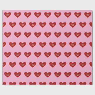 Rode hart op roze achtergrond Inpakpapier liefde