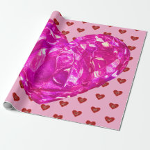 Rode hart op roze achtergrond Inpakpapier liefde