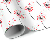 Rode hart paardenbloem op wit cadeaupapier (Rol Hoek)