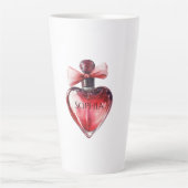 Rode Hart Parfum Fles Latte Mok (Voorkant)