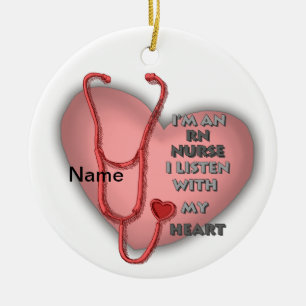 Rode Hart RN Verpleegkundige Keramisch Ornament
