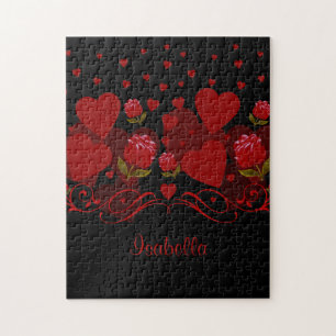 Rode hart, rode rozen voor Valentijnsdag Legpuzzel