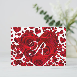 Rode Hart Rozen Bruiloft RSVP Kaartje