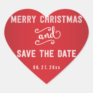 Rode Hart Save The Date Kerststickers Sticker