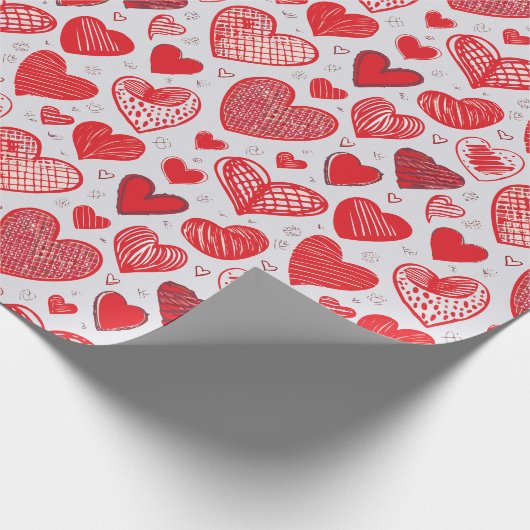 Rode Hart Schetsen Cadeaupapier (Hoek)