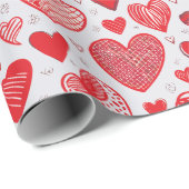 Rode Hart Schetsen Cadeaupapier (Rol Hoek)