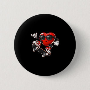 Rode Hart Skateboarding Valentijnsdag Peuter Kind Ronde Button 5,7 Cm