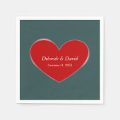 Rode Hart Slate Grijs Script Bruiloft Servet (Voorkant)