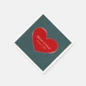 Rode Hart Slate Grijs Script Bruiloft Servet (Hoek)