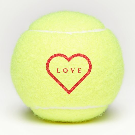 Rode Hart Tennis Ballen Gift met Liefde Tekst (Voorkant)
