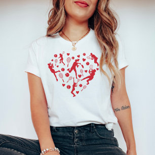 Rode Hart Tennisliefhebber T-shirt