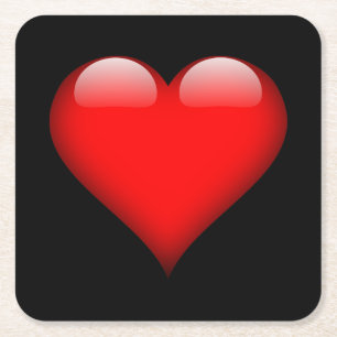 Rode Hart Trendy Liefde Bruiloft Vierkante Kartonnen Onderzetter