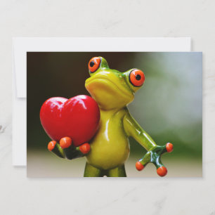 Rode Hart Valentijn Groene Kikker Feestdagenkaart