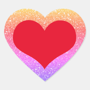 Rode Hart Valentijnsdag Roze Roze Gouden Glitters Sticker