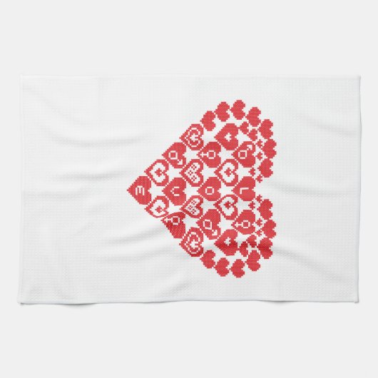 Rode HART van het hart Theedoek (Horizontaal)
