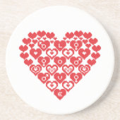 Rode HART van het hart Zandsteen Onderzetter (Voorkant)