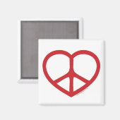 Rode Hart van Liefde, Vredesteken Magneet (Voorkant / Achterkant)