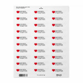 Rode hart vet tekst etiket (Full Sheet)