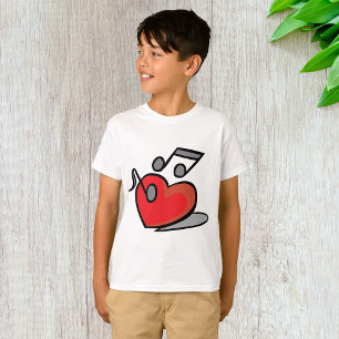 Rode Hart Zingende Muzieknoten T-shirt