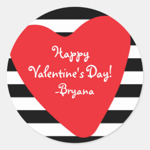 Rode Hart Zwart & Wit Valentijn Sticker