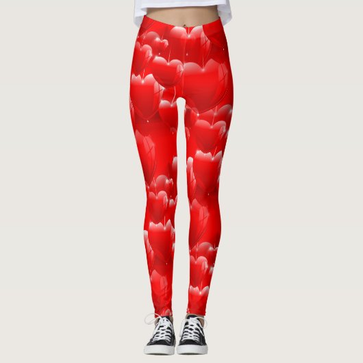 rode hartballonnen leggings (Voorkant)