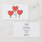 Rode hartballonnen. visitekaartje (Voorkant / Achterkant)