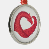 Rode hartdraak op wit metalen ornament (Rechts)