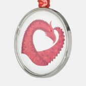 Rode hartdraak op wit metalen ornament (Links)