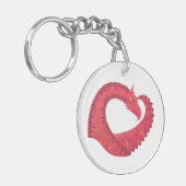 Rode hartdraak op wit sleutelhanger (Voorkant Links)