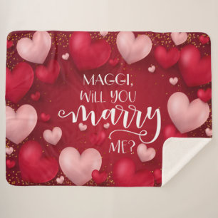 Rode harten Aangepast huwelijksvoorstel Sherpa Deken