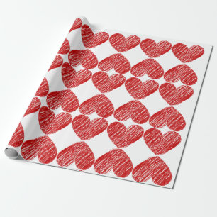 Rode harten betonpapier voor het verpakken cadeaupapier