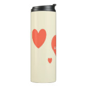 Rode harten blij moederdag crème kleur thermosbeker (Gedraaid links)