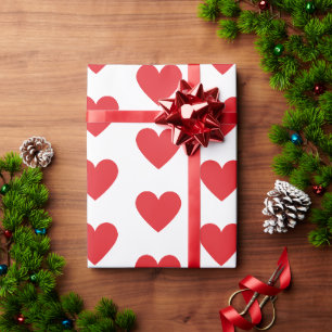 Rode harten cadeaupapier