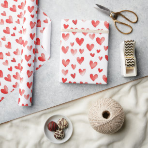 Rode harten cadeaupapier