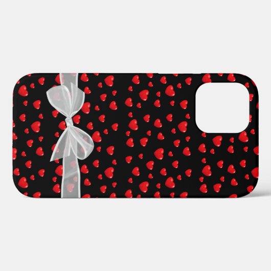 rode harten en boog op zwart Case-Mate iPhone case (Achterkant (horizontaal))