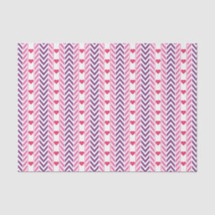 Rode harten en Paarse Chevrons Tissue Paper Tissuepapier