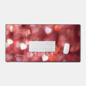 Rode harten glitter bureaumat (Keyboard & Muis)