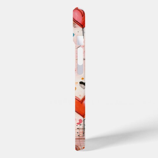 Rode harten grillige liefde patroon monogram Case-Mate iPhone case (Achterkant / Links)